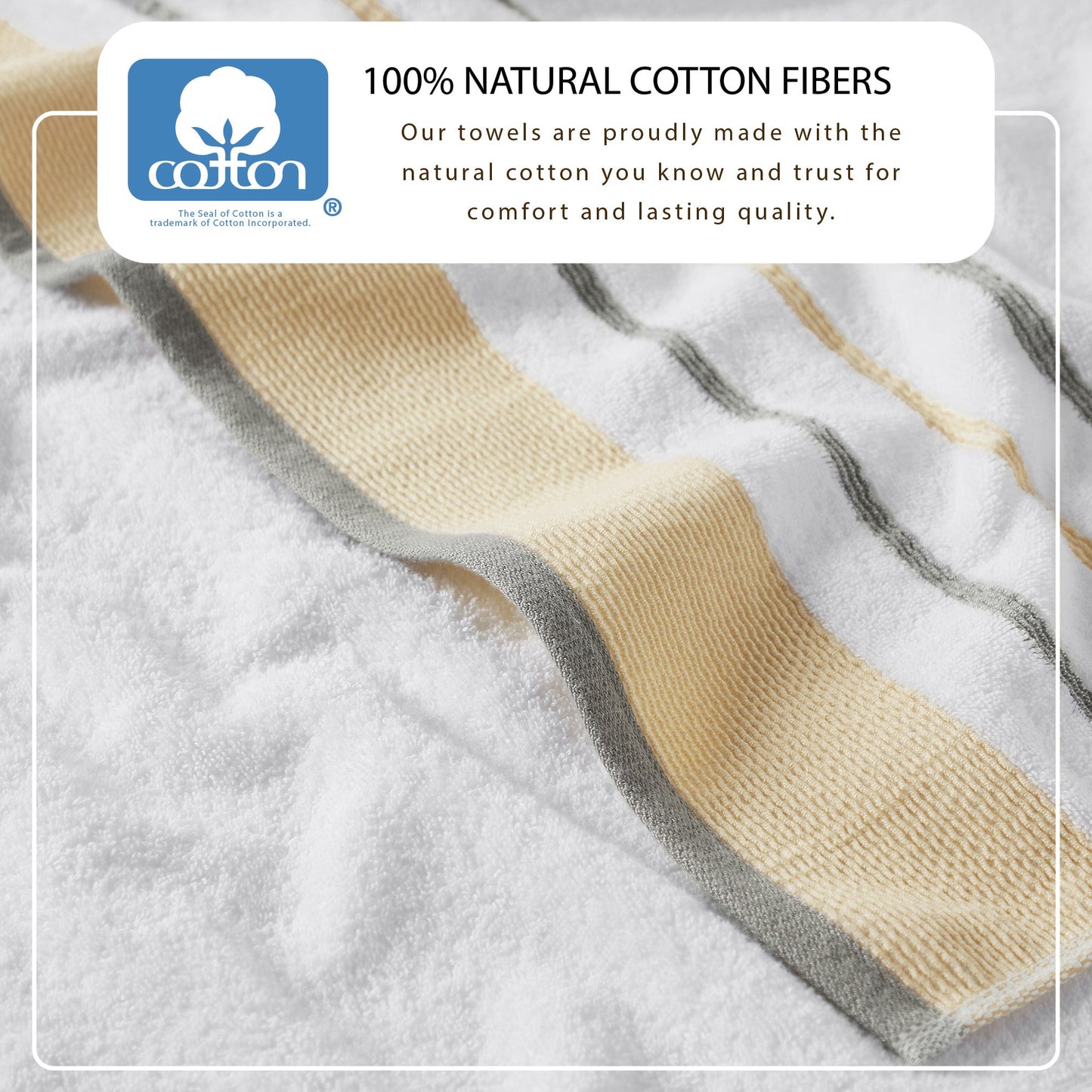 Soft Cotton Bath Towel Set and Stripe Detail