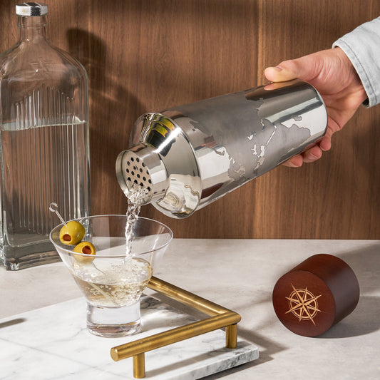 Globe and Compass Cocktail Shaker for a Traveler