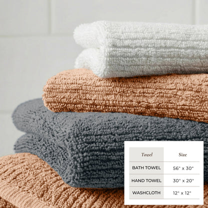 Turkish Cotton Ribbed Bath Towel Set and 6 Pieces