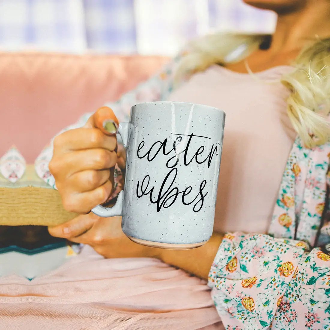 Easter Vibes Mug 16.23oz Coffee Cup Pink