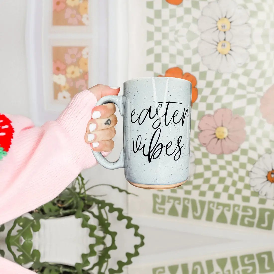 Easter Vibes Mug 16.23oz Coffee Cup Pink
