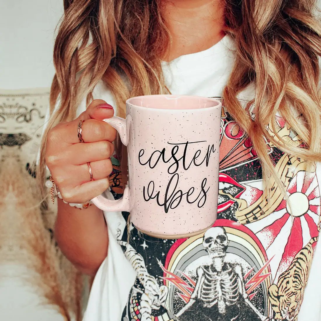 Easter Vibes Mug 16.23oz Coffee Cup Pink