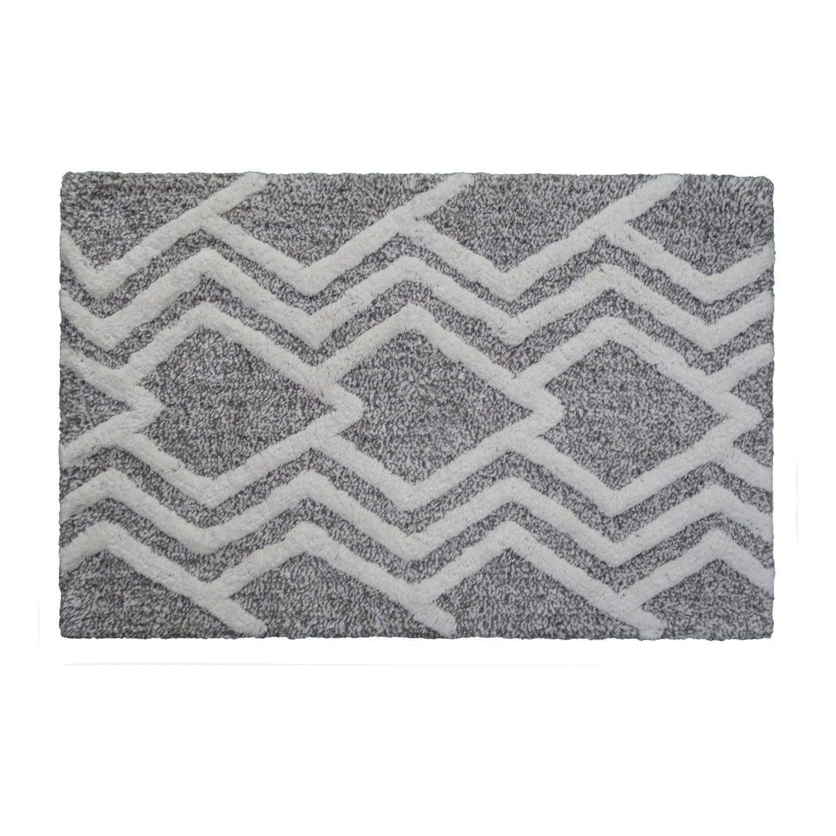 Vibhsa bath rug grey ivory geometric chevron pattern, plush textured mat on Tampa Home & Garden Store