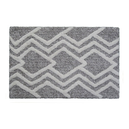 Vibhsa bath rug grey ivory geometric chevron pattern, plush textured mat on Tampa Home & Garden Store