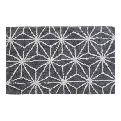 Vibhsa bath rug with grey and ivory geometric starburst pattern on Tampa Home & Garden Store