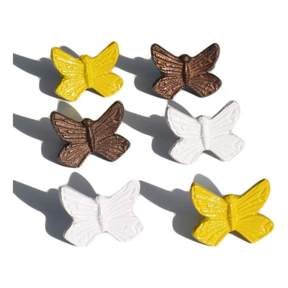 Vibhsa butterfly napkin rings set of 6 in mixed colors yellow brown white aluminum handcrafted on Tampa Home & Garden Store