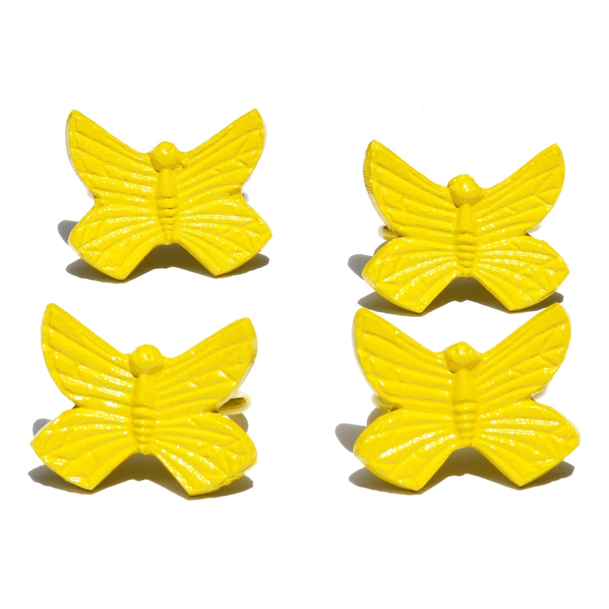 Vibhsa yellow butterfly napkin rings aluminum set of 4 for dining decor on Tampa Home & Garden Store
