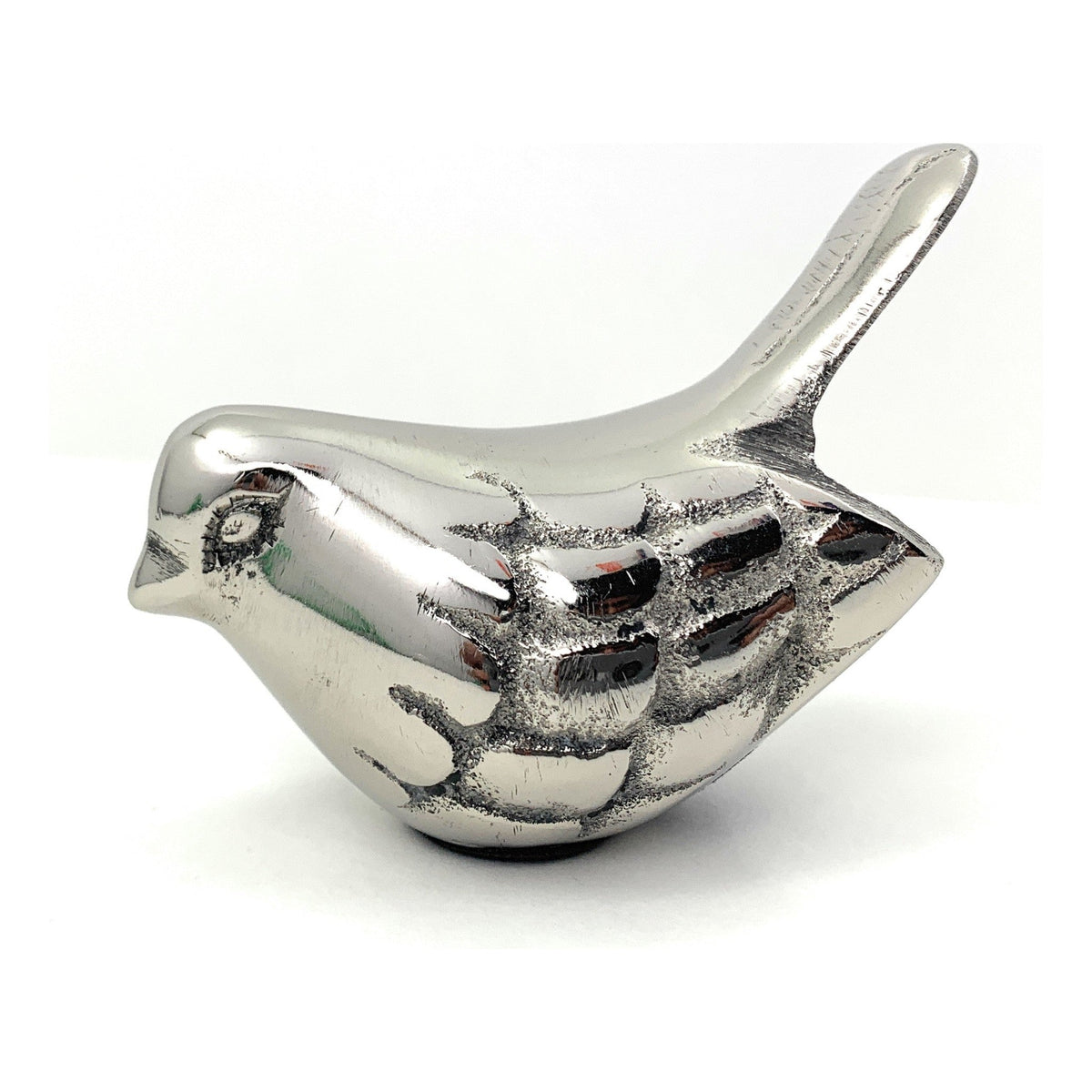 Vibhsa silver rustic bird figurine metal sculpture on Tampa Home & Garden Store