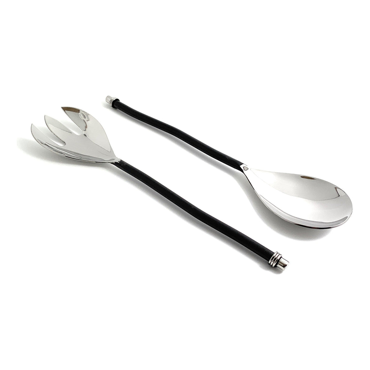 Vibhsa salad serving set of 2 with twisted handles and silver finish on Tampa Home & Garden Store