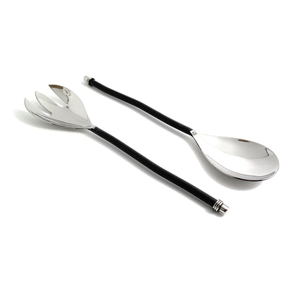 Vibhsa salad serving set of 2 with twisted handles and silver finish on Tampa Home & Garden Store
