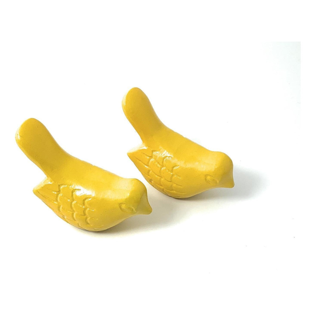 Vibhsa yellow bird figurines set of 2 with glossy finish and feather texture on Tampa Home & Garden Store