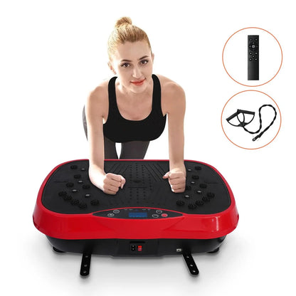 Vibration Plate EstaliosFit 99-Speed platform in red with remote and resistance bands on Tampa Home & Garden Store