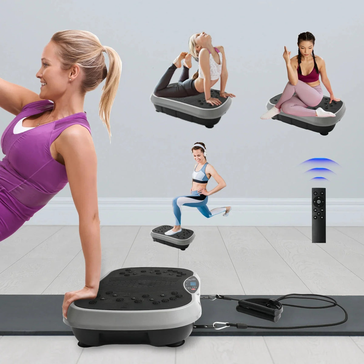 Vibration Plate EstaliosFit 99-Speed Home Exercise Platform, black/gray with wireless remote on Tampa Home & Garden Store