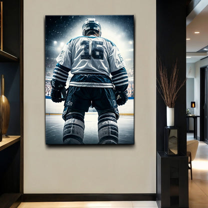 Victory Stance sport wall art canvas blue and white hockey scene by Tailored Canvases on Tampa Home and Garden Store