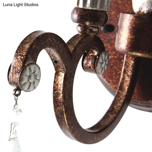 Vintage Candle Sconce with Crystal Teardrops - Rust Wall Mount Light - Tampa Home & Garden Store
