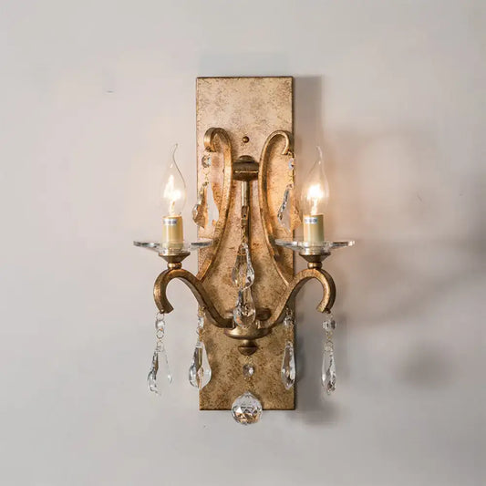 Vintage Style Metal Wall Lamp - Dark Purple/Clear Open Bulb Design with Crystal Deco & Rectangular Backplate - Tampa Home & Garden Store