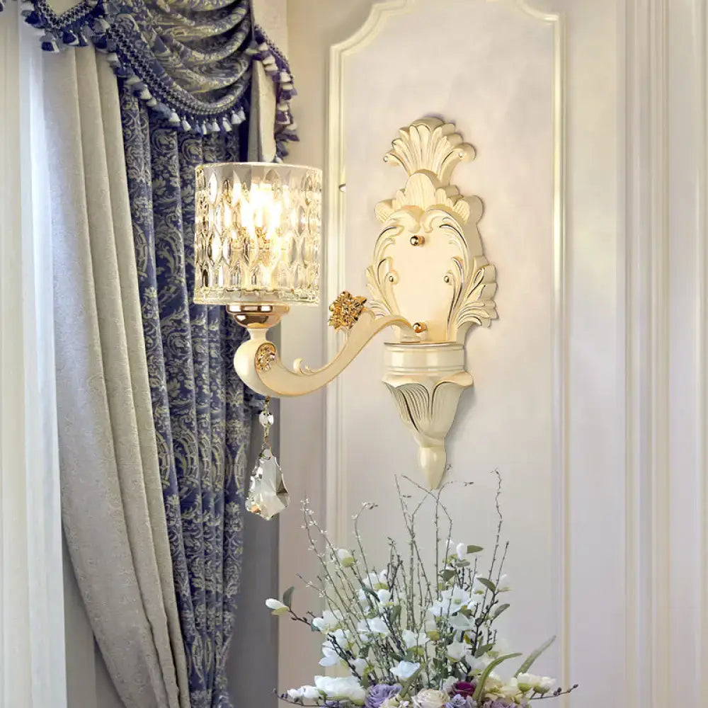 Gold crystal wall sconce vintage beige finish with crystal shade Decorbites on Tampa Home & Garden Store