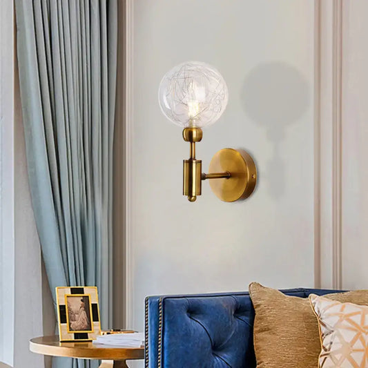 Vintage Clear Glass Wall Sconce Lighting with 1/2 Lights Orb, Black/Gold Fixture - Tampa Home & Garden Store