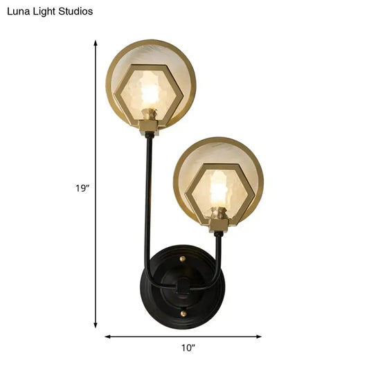 Vintage Style Metal Geometric Wall Sconce Light with Water Glass Shade - Black Finish - Tampa Home & Garden Store