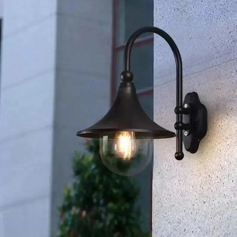 Vintage black outdoor wall lamp sconce with clear glass shade by Decorbites on Tampa Home & Garden Store