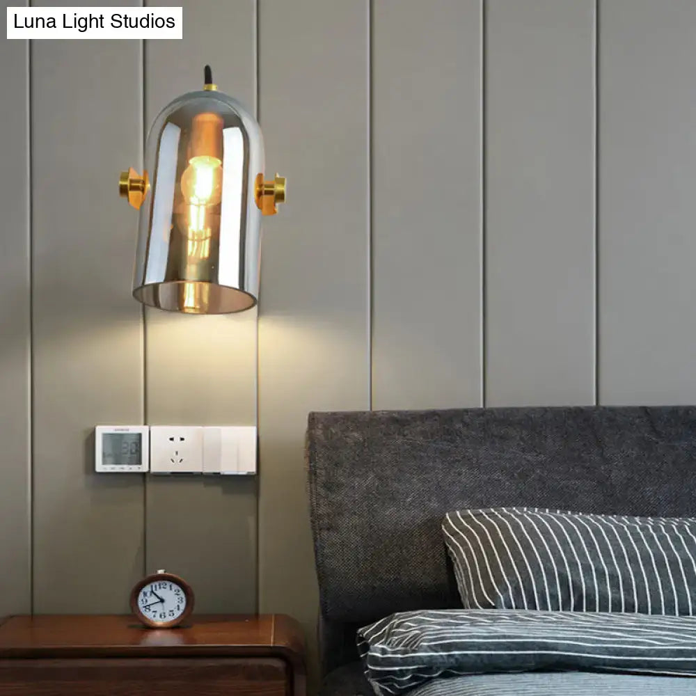Decorbites Amber Smoke Gray Glass Wall Sconce with brass hardware on Tampa Home & Garden Store