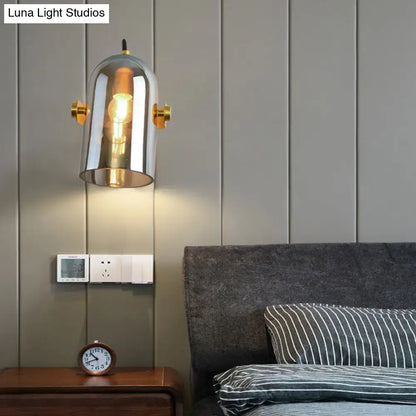 Decorbites Amber Smoke Gray Glass Wall Sconce with brass hardware on Tampa Home & Garden Store
