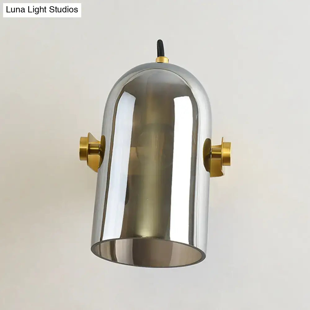 Amber Smoke Gray Glass Wall Sconce by Decorbites with brass side mounts on Tampa Home & Garden Store
