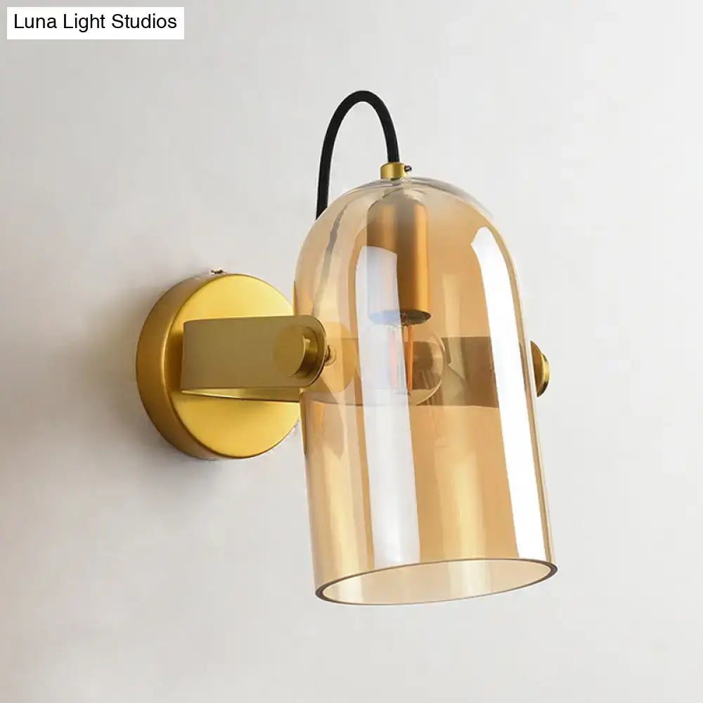 Amber Smoke Gray Glass Wall Sconce with brass finish by Decorbites on Tampa Home & Garden Store