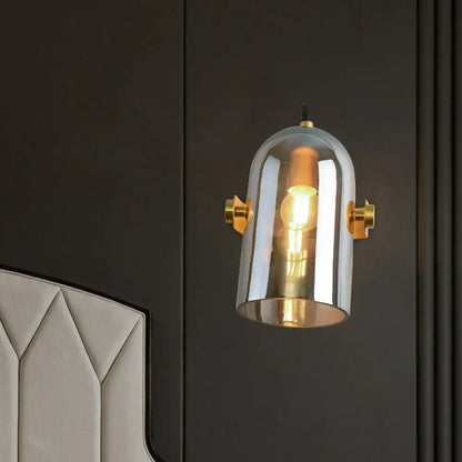 Amber Smoke Gray Glass Wall Sconce by Decorbites with brass wall mounts on Tampa Home & Garden Store