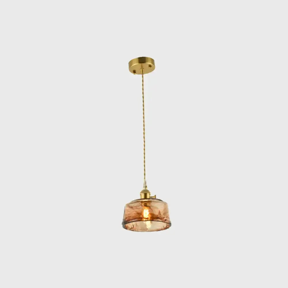 Vintage brass pendant light with amber glass shade, Decorbites drop lamp on Tampa Home & Garden Store