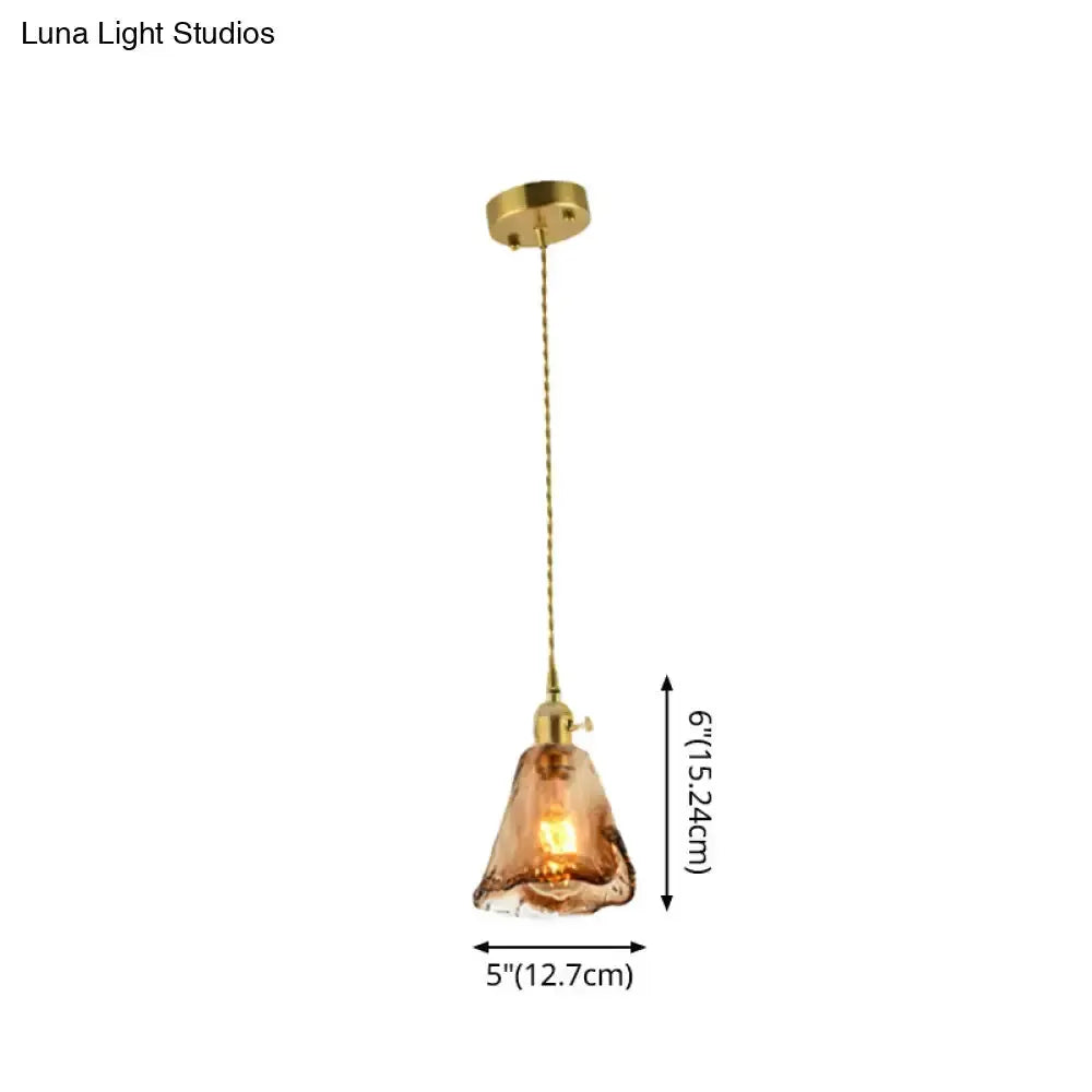 Vintage brass amber glass shaded drop pendant light Decorbites on Tampa Home & Garden Store