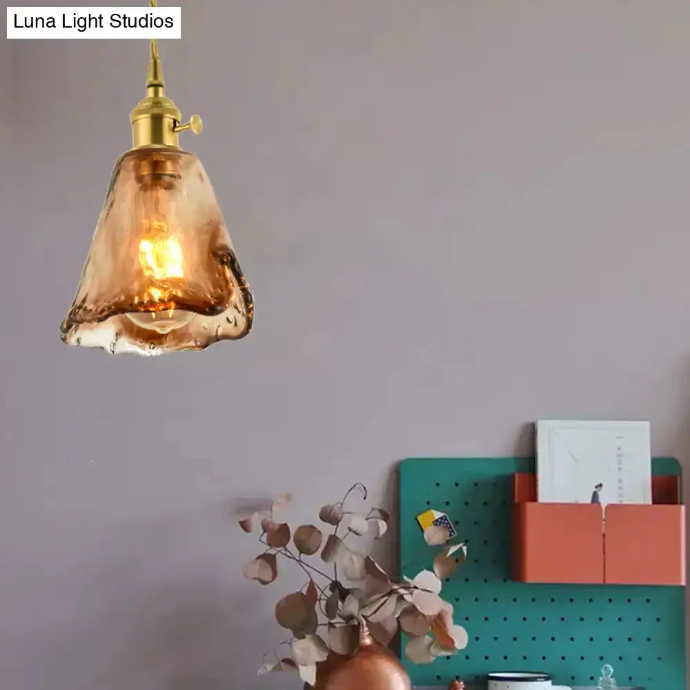 Vintage brass and amber glass drop pendant light by Decorbites for living room on Tampa Home & Garden Store