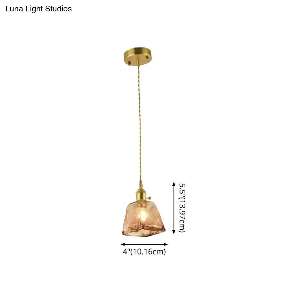Vintage brass pendant with amber glass shade, 4in wide hanging living room light by Decorbites on Tampa Home & Garden Store