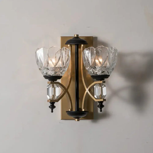 Vintage 2-Light Clear Crystal Wall Sconce with Gold Finish - Tampa Home & Garden Store
