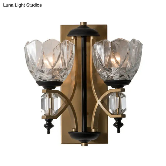 Vintage 2-Light Clear Crystal Wall Sconce with Gold Finish - Tampa Home & Garden Store
