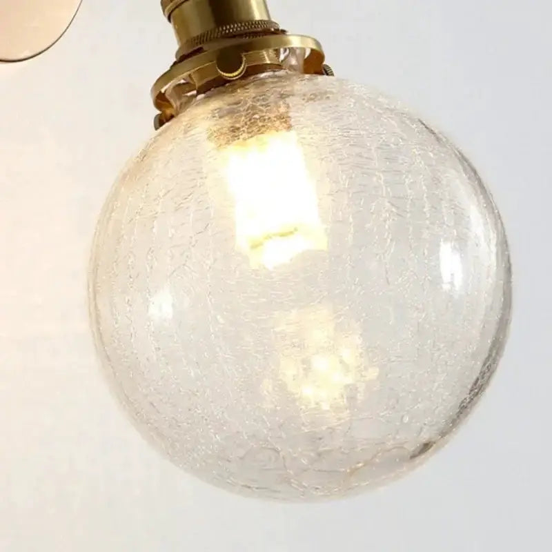Vintage Brass Glass Wall Lamp with Pull Chain