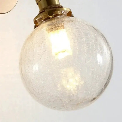 Vintage Brass Glass Wall Lamp with Pull Chain