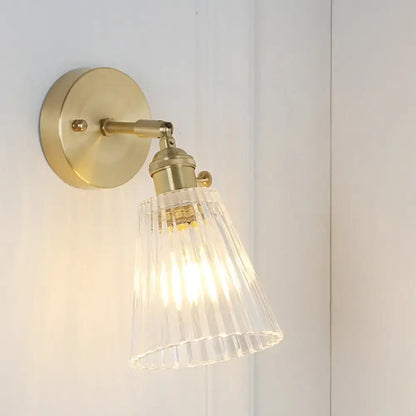 Vintage brass ribbed glass wall sconce with LED light Decorbites on Tampa Home & Garden Store