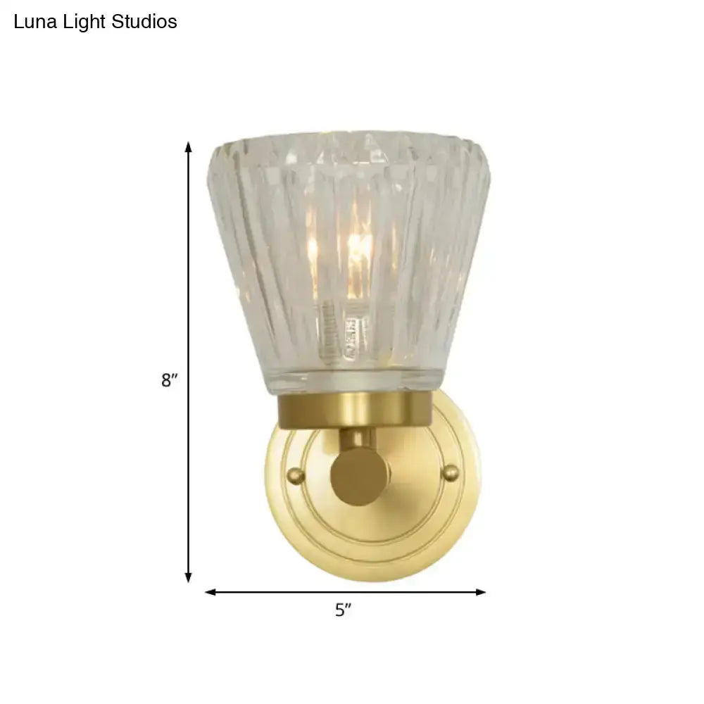 Vintage brass crystal cone wall sconce with glass shade by Decorbites for bedroom on Tampa Home & Garden Store