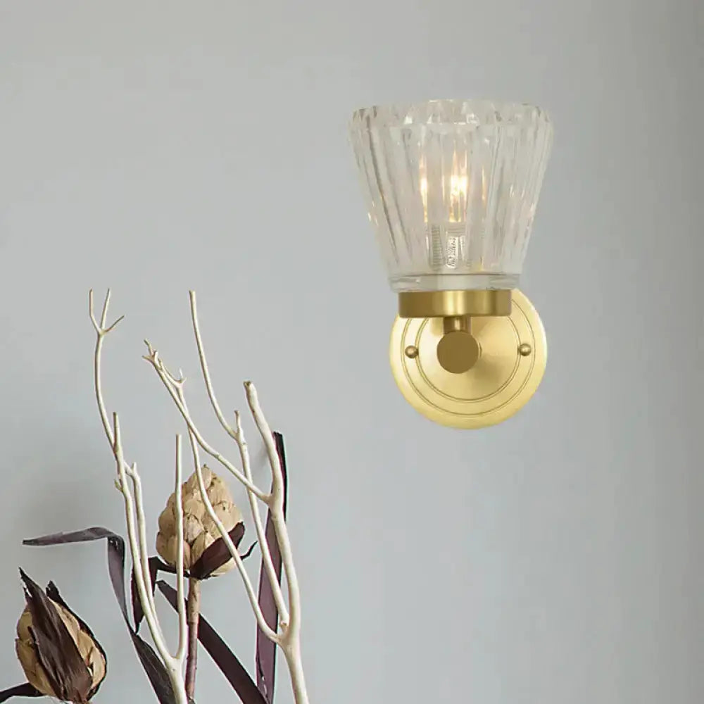 Vintage brass crystal cone light fixture bedroom wall sconce by Decorbites on Tampa Home & Garden Store