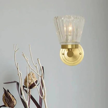Vintage brass crystal cone light fixture bedroom wall sconce by Decorbites on Tampa Home & Garden Store