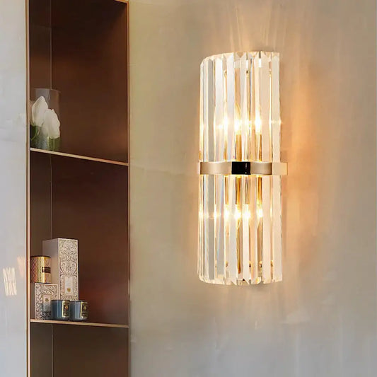 Vintage Style Crystal Wall Lamp with 2 Lights and Brass/Gold Sconce for Living Room - Tampa Home & Garden Store