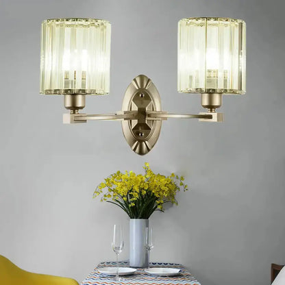 Decorbites vintage brass wall light fixture with dual arms and ribbed glass shades on Tampa Home & Garden Store