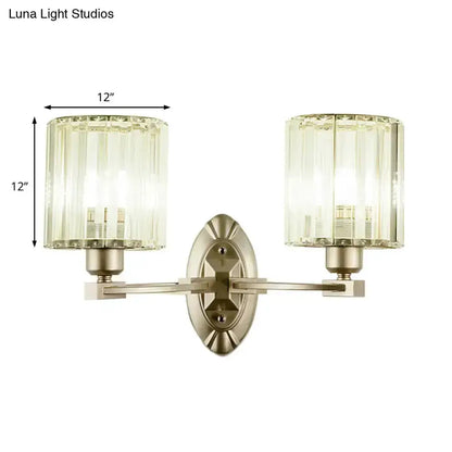 Vintage Decorbites brass crystal wall light fixture with twin cylindrical glass shades on Tampa Home & Garden Store