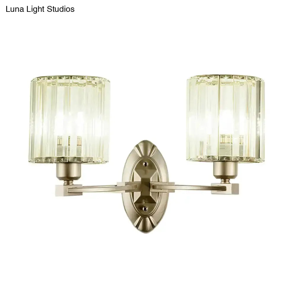 Vintage brass crystal wall light fixture with ribbed glass shades for living room Decorbites on Tampa Home & Garden Store