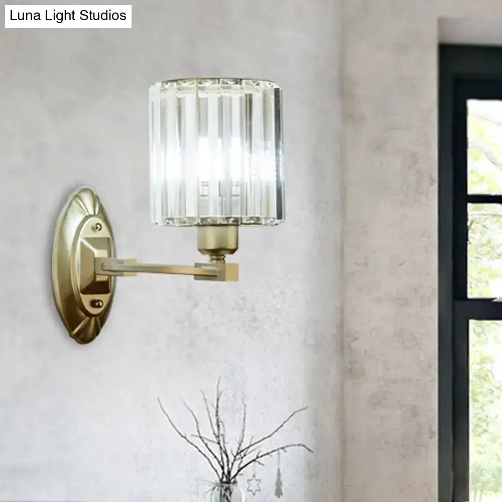 Vintage brass crystal wall sconce with clear faceted shade Decorbites on Tampa Home & Garden Store