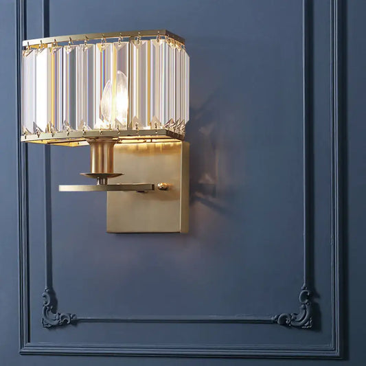 Vintage Crystal Wall Sconce with Brass Backplate - Tampa Home & Garden Store