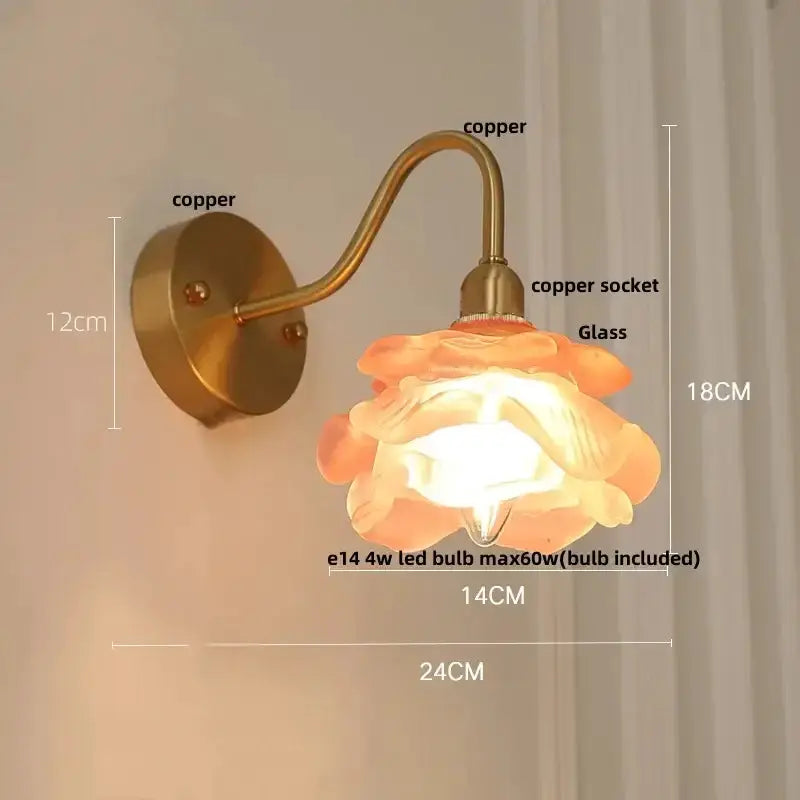 Vintage Brass Led Wall Sconce with Pull Chain