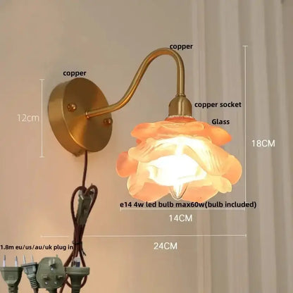 Vintage Brass Led Wall Sconce with Pull Chain