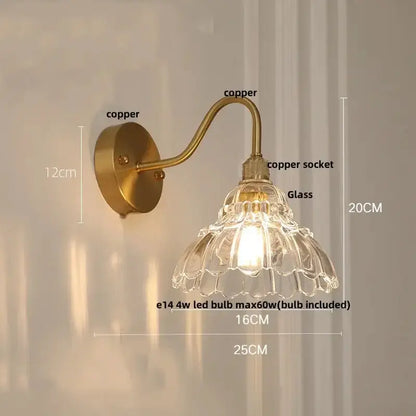 Vintage Brass Led Wall Sconce with Pull Chain